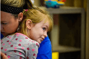 A kiddo working with their Hopebridge RBT.