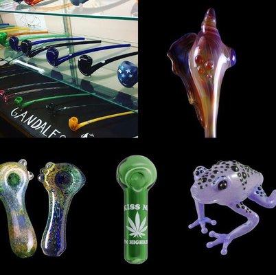 Gandalf pipes, conch shell hand pipe, poison dart frog glass pipe