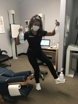 Cleaning and sanitizing is where it's at here at Crestwood Chiropractic! Our patients and our staff's health are our top priority!