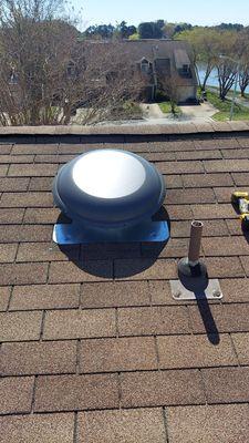 Finished installation of new powered attic fan with temperature control