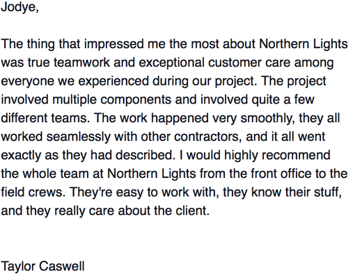 Testimonial from client 2013