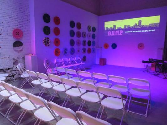 chairs set out for the Catalyst Comedy Club at the Button Factory 6/2014