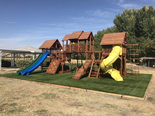 Jungle gym install and synthetic grass install