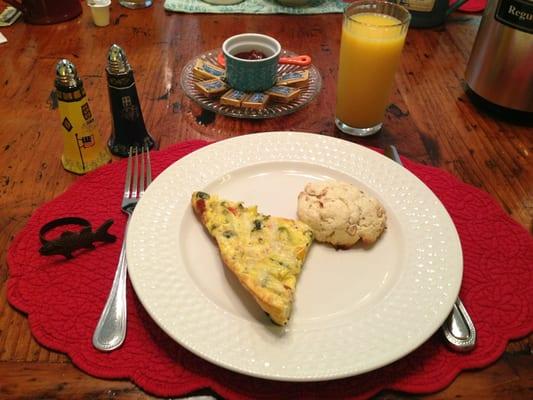 Egg frittata and almond scone