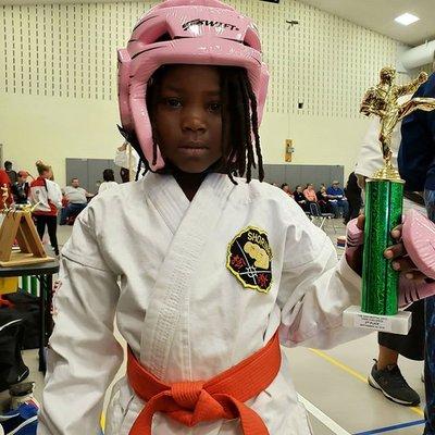 Rick Moore Karate Girl's Division (Sparring) Kumite Tournament Champion! Come learn discipline, technique & have fun!