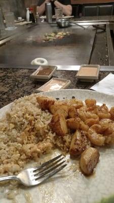 Scallops and shrimp with fried rice