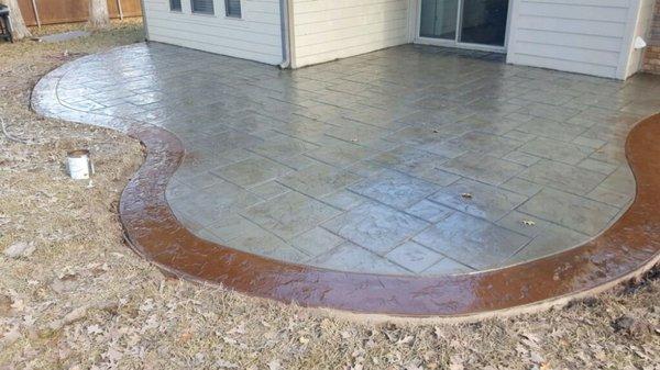 Stamped patio with color