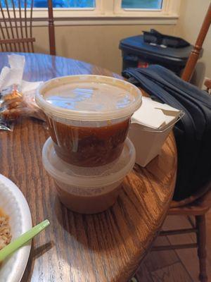 Hot and sour soup  Sauce for egg foo young on bottom