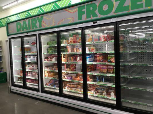 The refrigerator section is coming along nicely. They have burritos, sandwiches, egg rolls, etc.