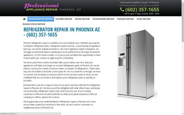 Professional Appliance Repair of Phoenix, (602) 357-1655
 www.appliancerepairofphoenixaz.com Affordable rates and $20 discount on appliance