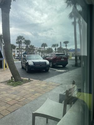 Looking out at my Dodge Magnum from my room.