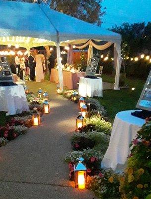 Evening garden party wedding reception at the Great Lakes Culinary Center, Southfield, Michigan