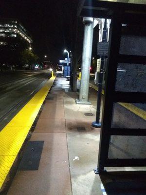 Waiting on the vta light rail to arrive. Best public transit in santa Clara county.