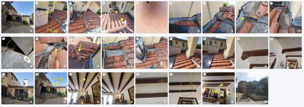 Photographic analysis of our roof leak problem that accompanied the repair proposal.