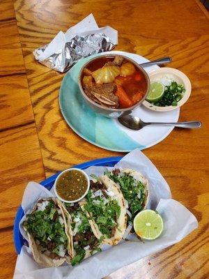 This was the amazing Tacos and Caldo De Res/Beef soup. Both absolutely amazing.