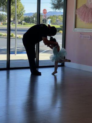 Daddy helping with arabesque