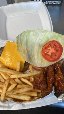 Wings,Burger and Fries