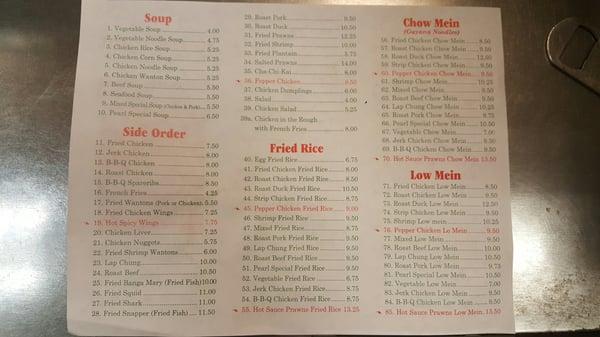 New menus  different prices