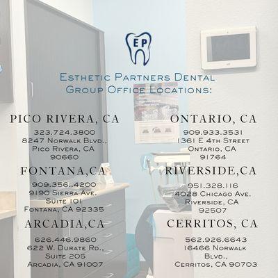 At Esthetic Partners Dental Group, we are dedicated to providing exceptional dental care across Southern California. Visit us at any of our