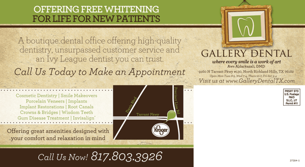 Offering FREE WHITENING FOR LIFE! Find us next to the new Kroger Marketplace in NRH, TX