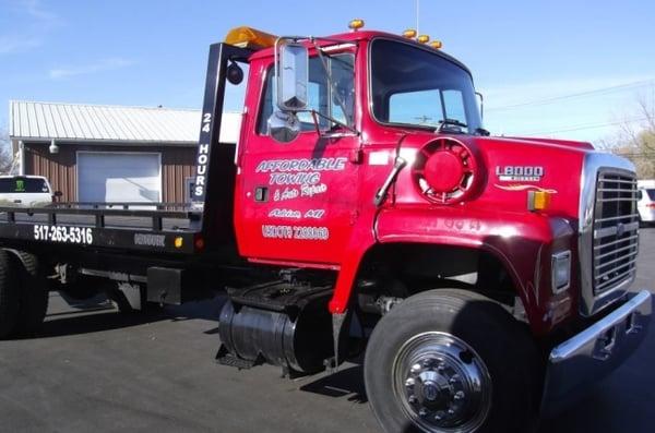 Big Red - one of our tow trucks at Affordable Towing and Auto Repair in Adrian MI