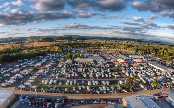 Aerial image of LaCrosse Fairgrounds Speedway during the 2014 Oktoberfest Race Weekend (West Salem, WI)