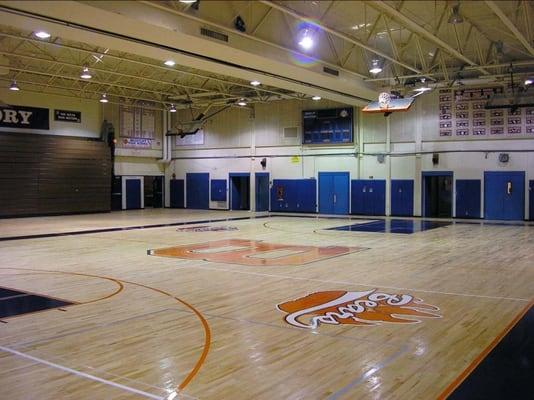 Briarcliff gym flooring and logo done by Milburn Flooring.