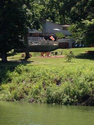 View of the fire-pit from the lake.