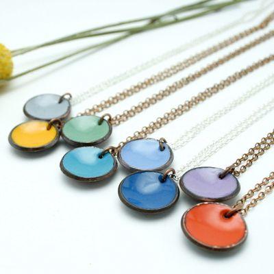 Enameled penny necklaces