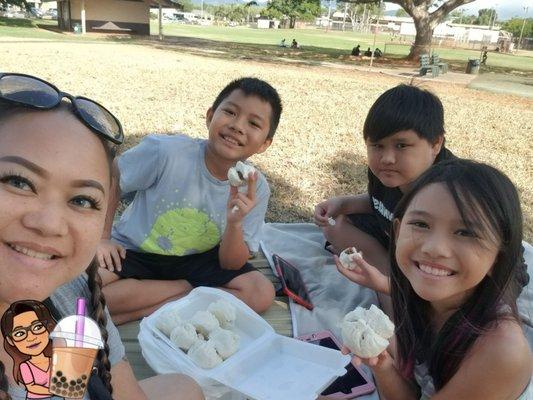 Dim sum picnic,  bit of park play, and pokemon of course!