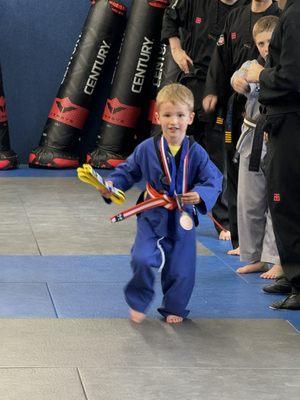 Child in jiu jitsu uniform