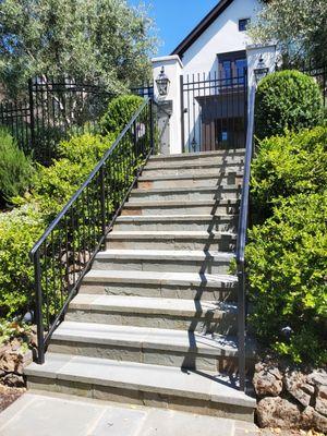 Pedestrian gate and railing