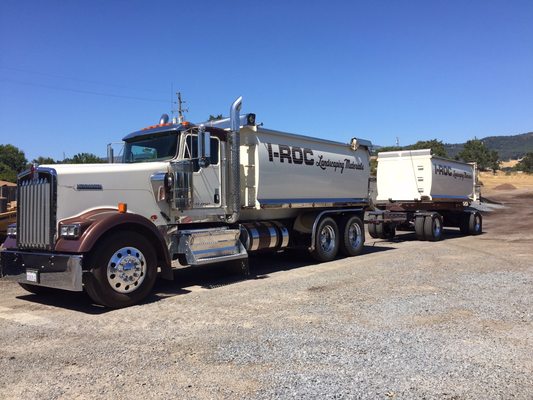 This truck is capable of delivering up to 50 cubic yards of soil at once.