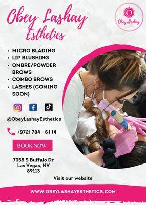 OBL provides services such as Microblading, Ombre brows, Combo Brows, Lip Blushing, Lash Extensions and more!