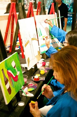 Art sessions allow customers to paint whatever they would like with the guidance of Bobby