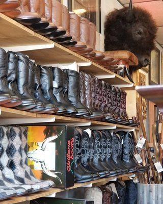 some of the fashion and Roper boots on the west side of the store (where most of the souvenirs are waiting to be picked up)