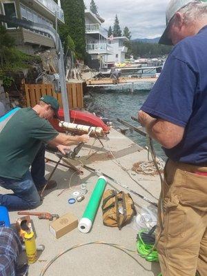 Replacing an in lake water pump on the south shore of Chelan.