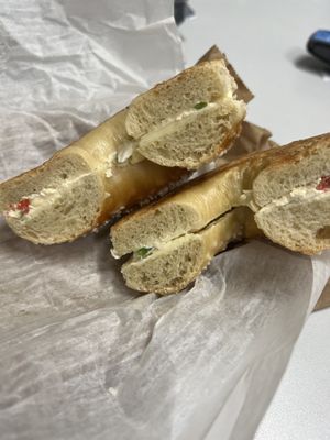 Bagel with cr cheese and butter