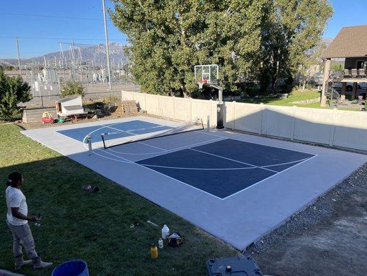 Pickleball court with PRO paint job.