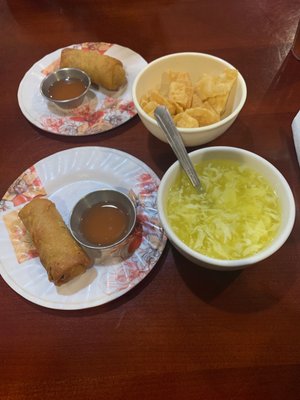 Egg drop soup and egg rolls