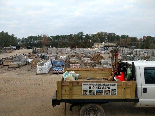 Loading up material at the Stone Center in Apex.