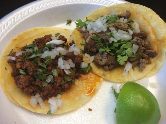 Chorizo and asada tacos