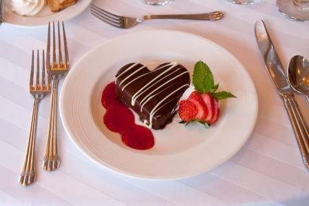 Had them make this special for my wedding.  Personal heart shaped Flourless Chocolate Cakes.