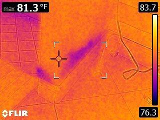 FLIR image of water in the wall next to my shower stall