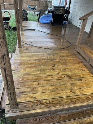 Another angle of after we pressure washed off this deck