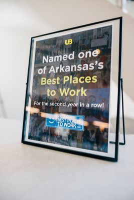 United Bank has been named one of Arkansas's Best Places to Work two times!