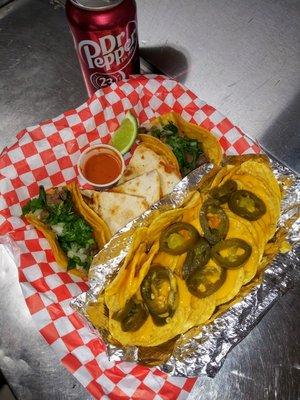 Monty's Loco Combo..
Nachos, 2 mini Tacos, mini cheese quesadilla served a can of soda.