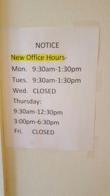 Dr. Marquez office's new hours