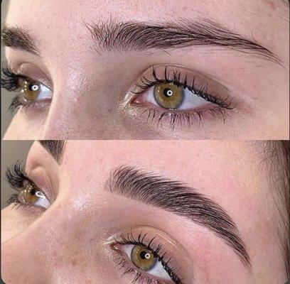 Threding with eyebrows lamination