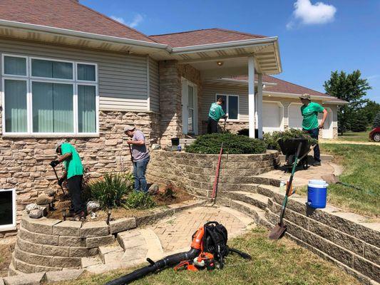 Landscaping crew in action